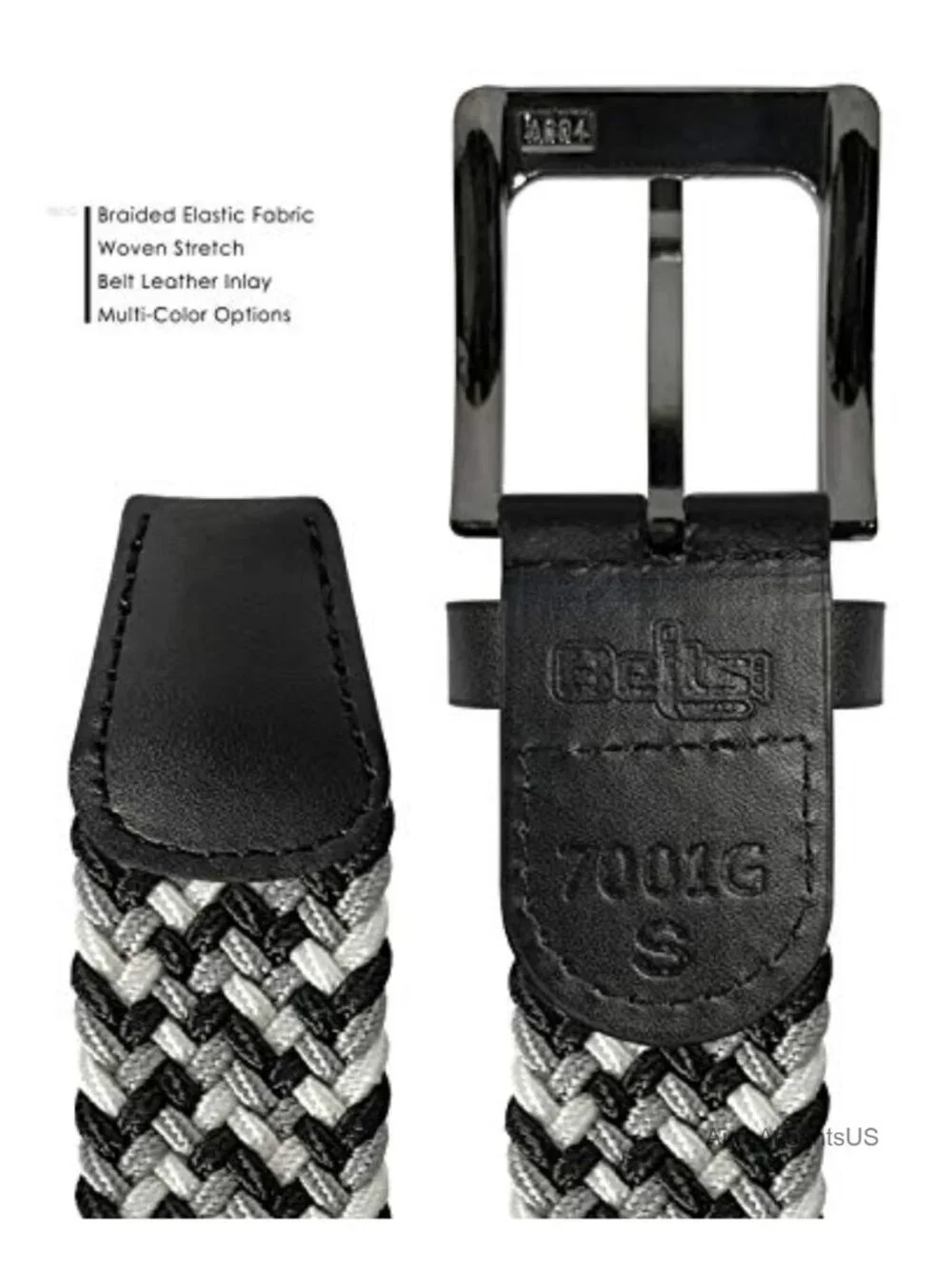 Braided Elastic Stretch Belt Casual Weave Canvas Fabric Woven Golf Belt 1-3/8